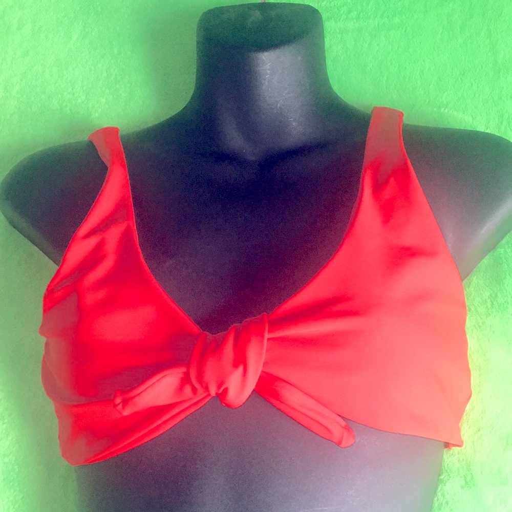 Zaful Forever Young Front Tie Red Bikini Top